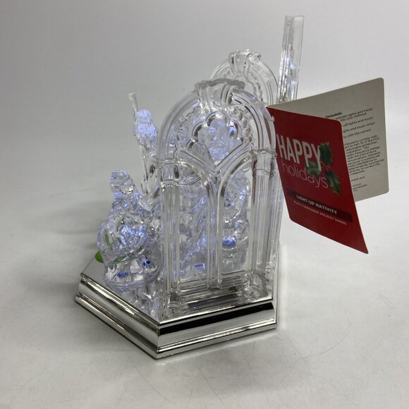 Happy Holiday Christmas Nativity Manger Light Up Musical Acrylic Plays Songs 7.7 - Picture 5 of 11